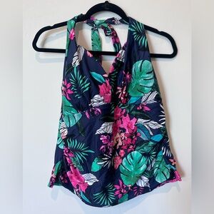 Women’s Coastal Blue Tankini Swim Top Plus Size 2X